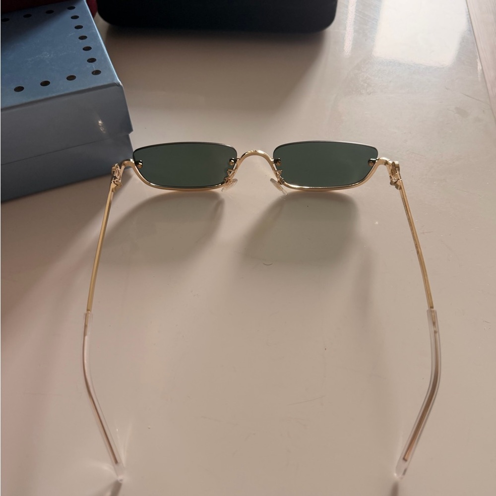 Gucci Gold Sunglasses with Dark Green Lenses - Picture 6 of 7